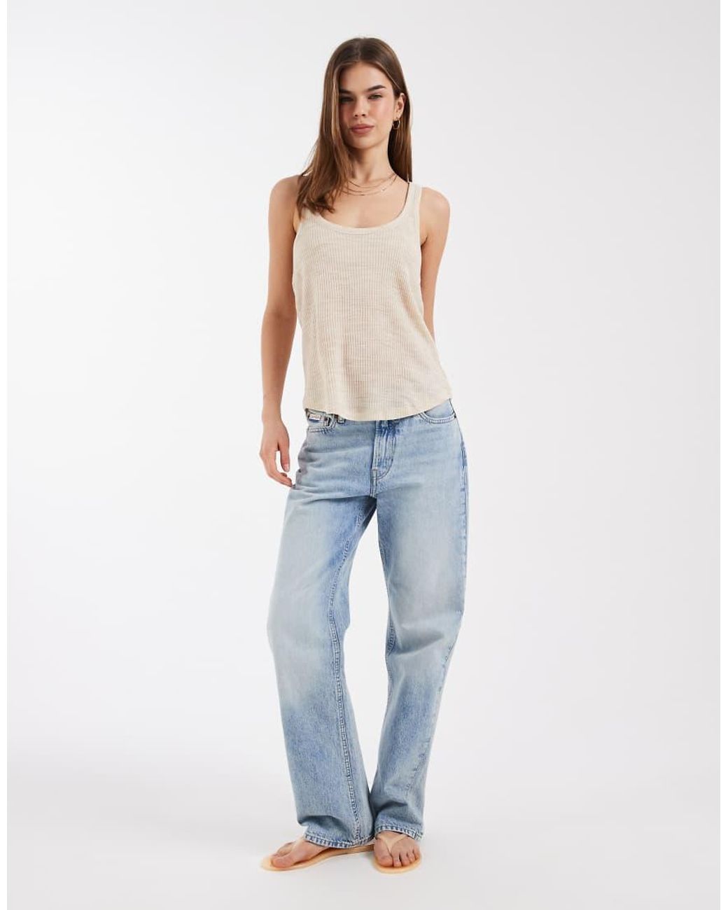 ASOS White Sheer Rib Scoop Neck Vest