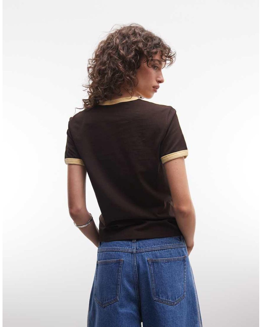 Adidas Originals Brown Three Stripe T-shirt With Central Retro Logo
