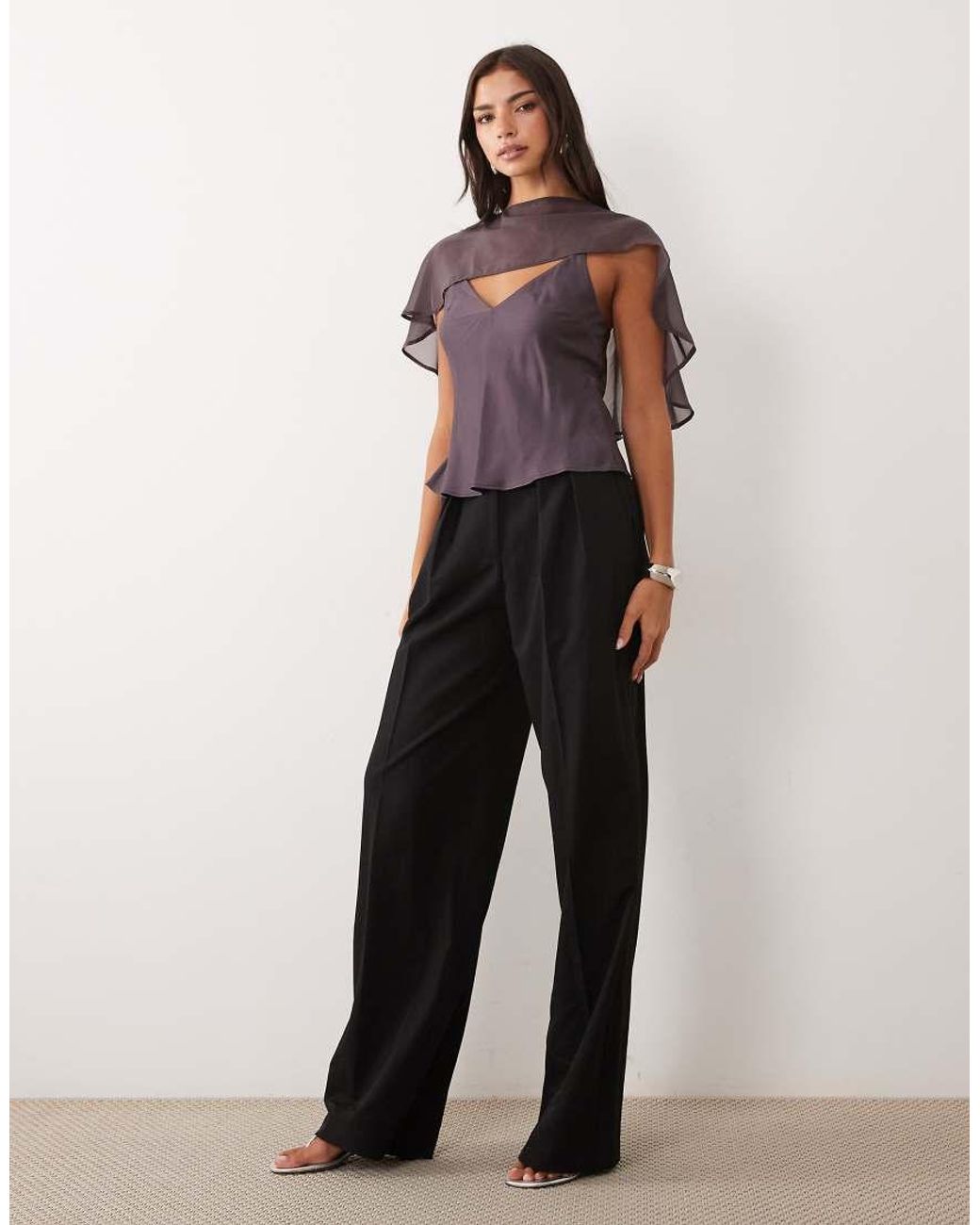 ASOS Purple Satin Cami Top With Cape