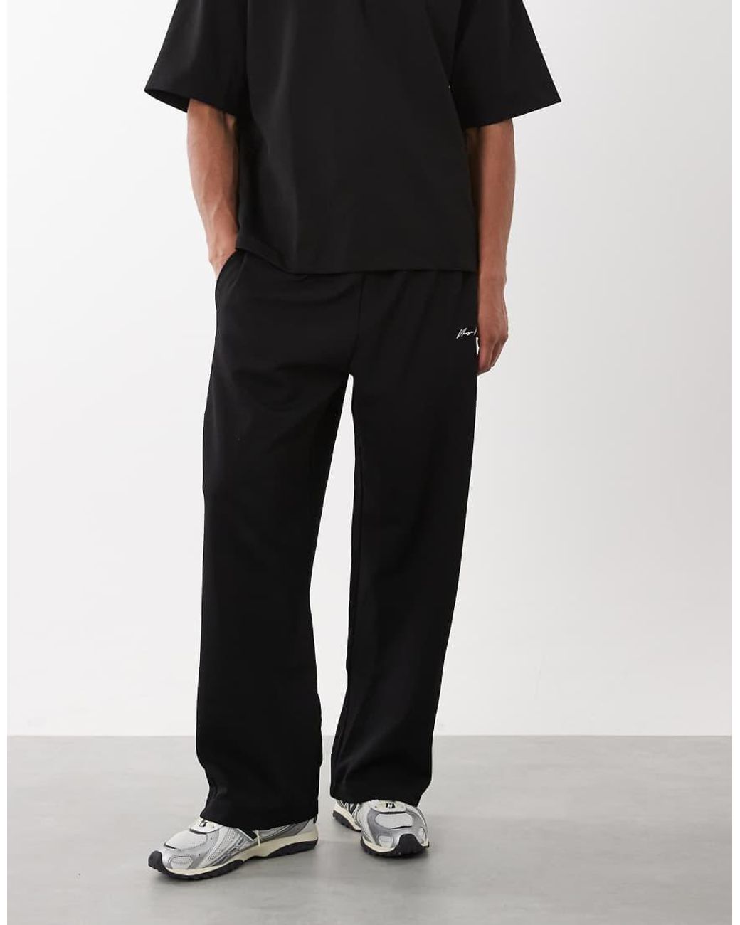 River Island White Wide Leg 'luxe' Sweatpants for men