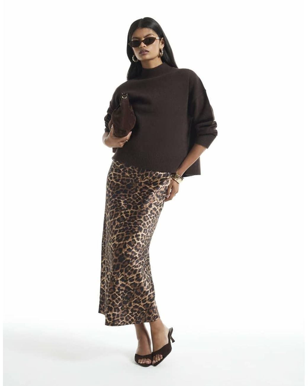 River Island Black Leopard Print Hybrid Jumper Dress