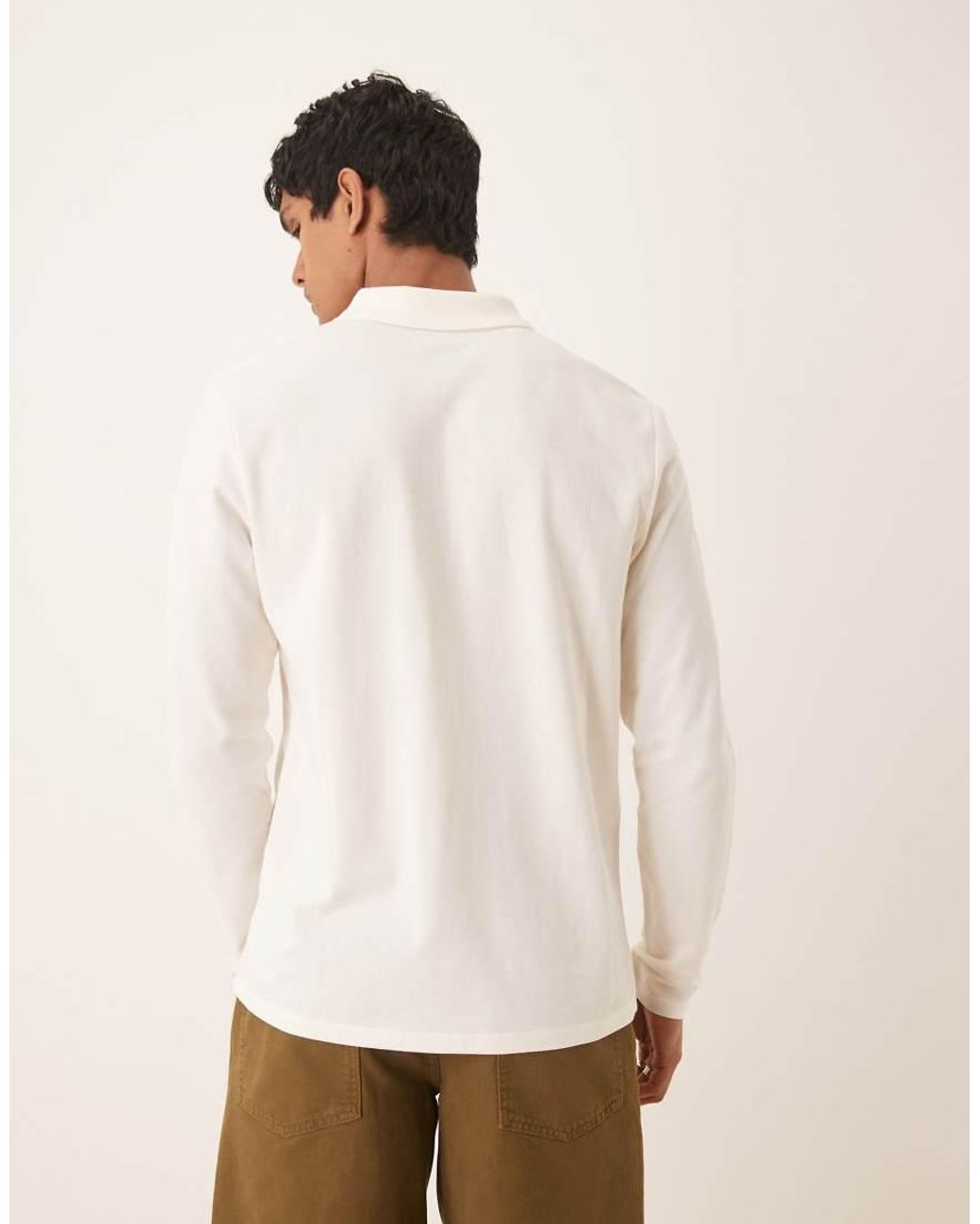 ASOS White Essentials Regular Fit Long Sleeve Polo Shirt for men