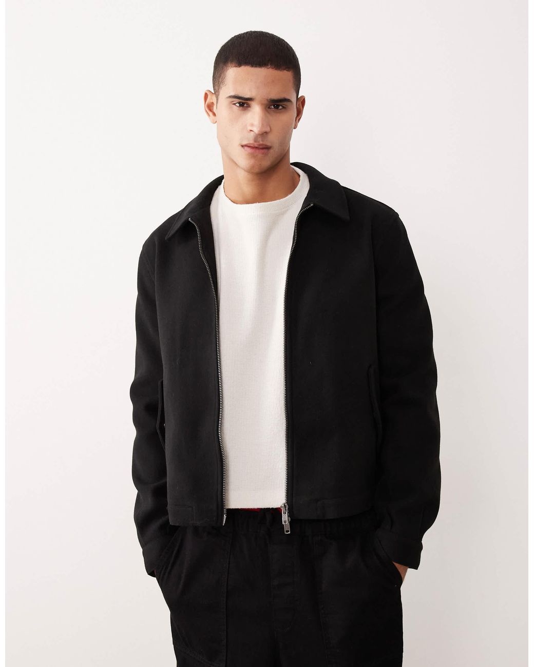ASOS Blue Wool Look Harrington Jacket for men