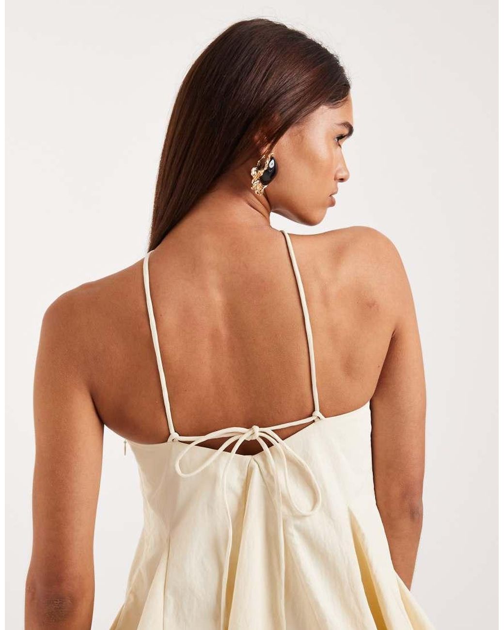 ASOS Natural Structured Halter Volume Skirt Mini Dress