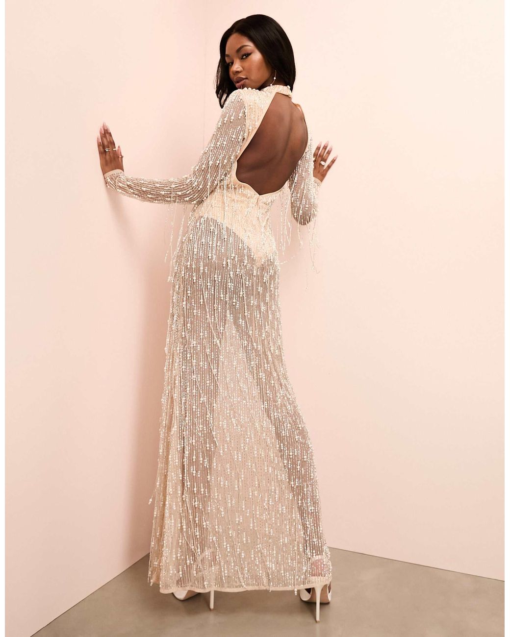 パーティードレス Embellished Draped Body Top Dress Lia 3D Beaded Dress – Dress the Population
