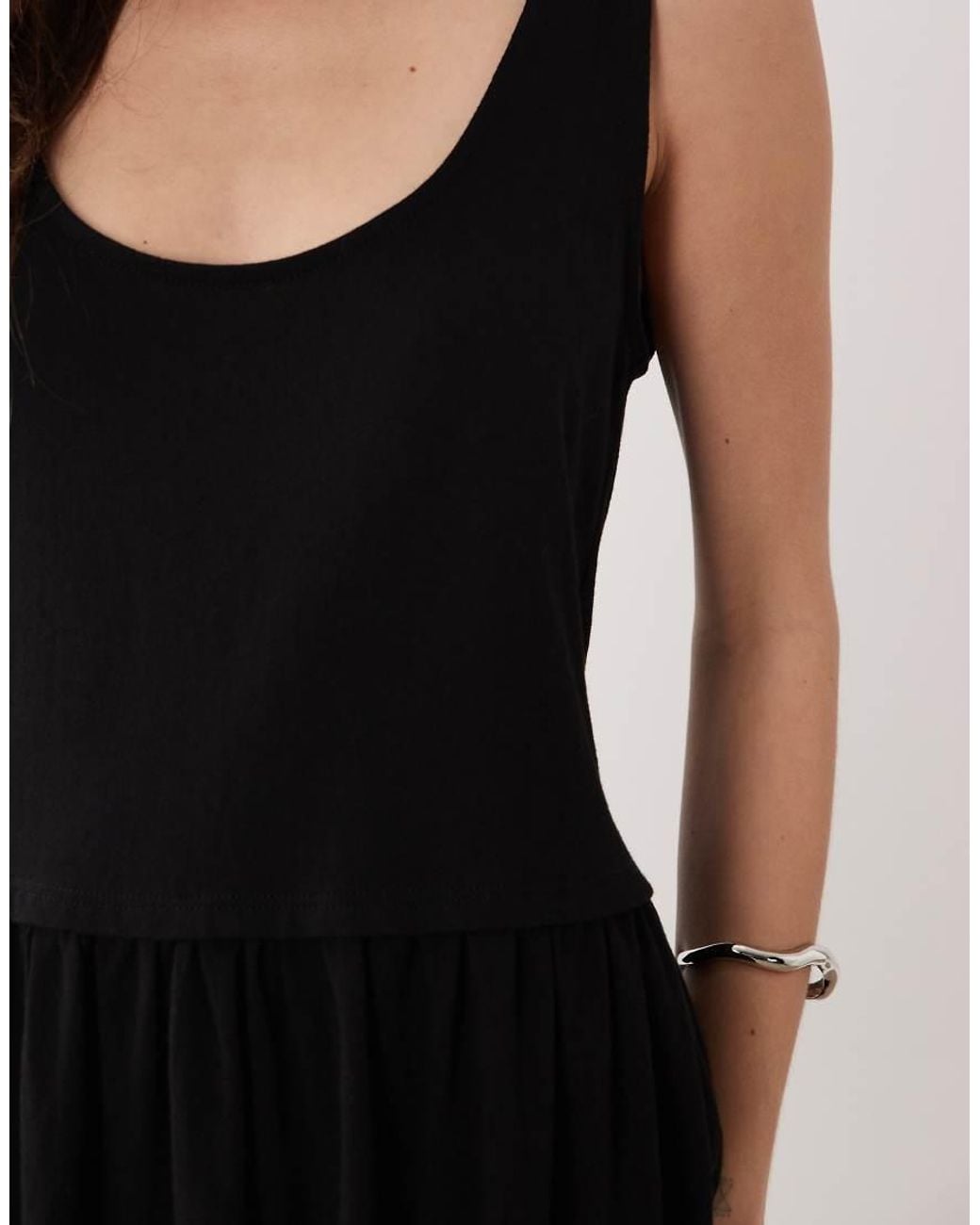 ASOS White Scoop Neck Drop Waist Midi Dress