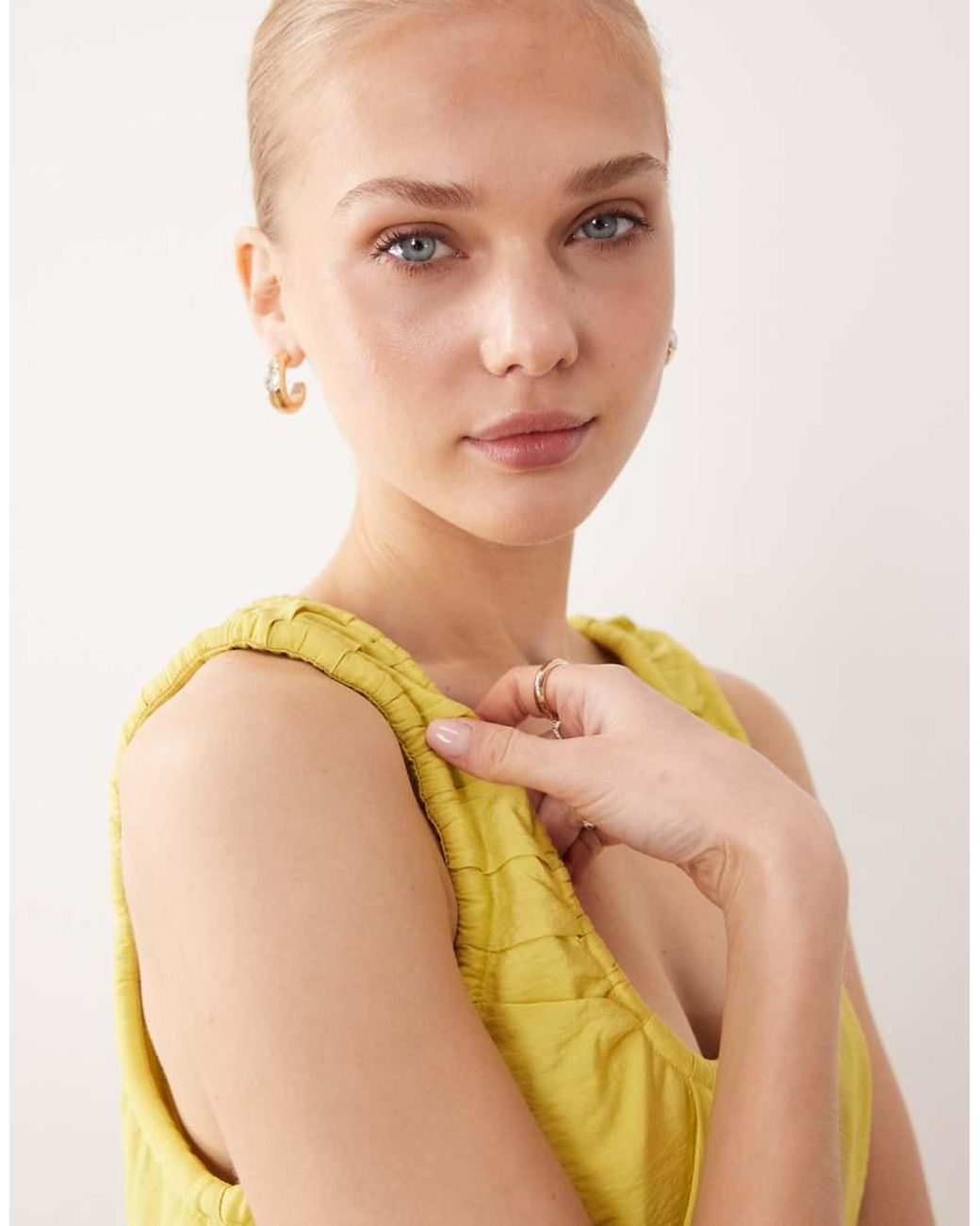 ASOS Yellow Scoop Ruched Neck Mini Sundress