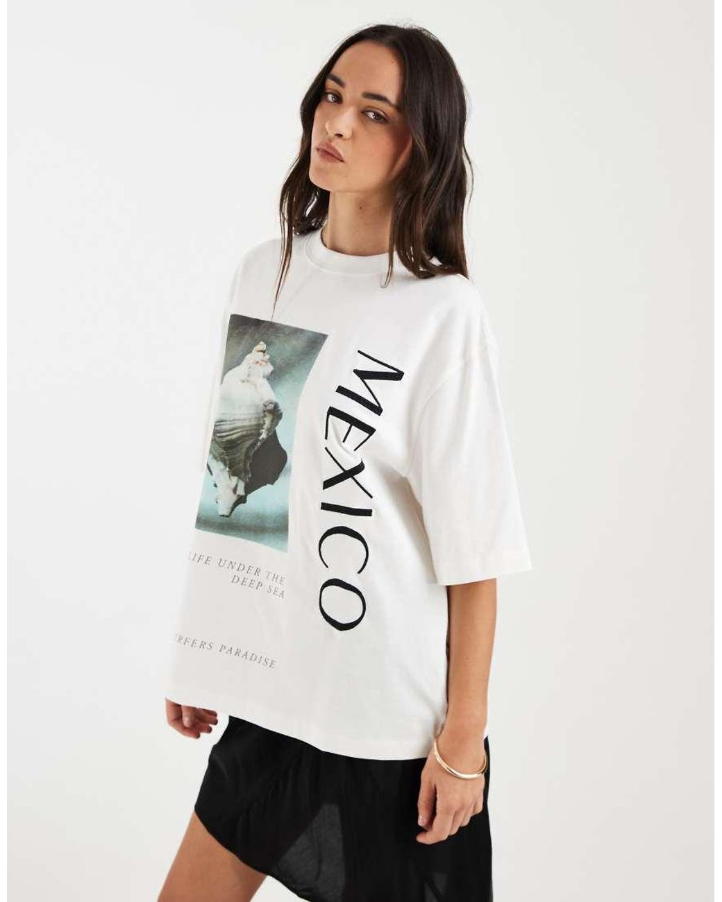 ASOS White Oversized Drop Shoulder T-Shirt With Mexico Graphic