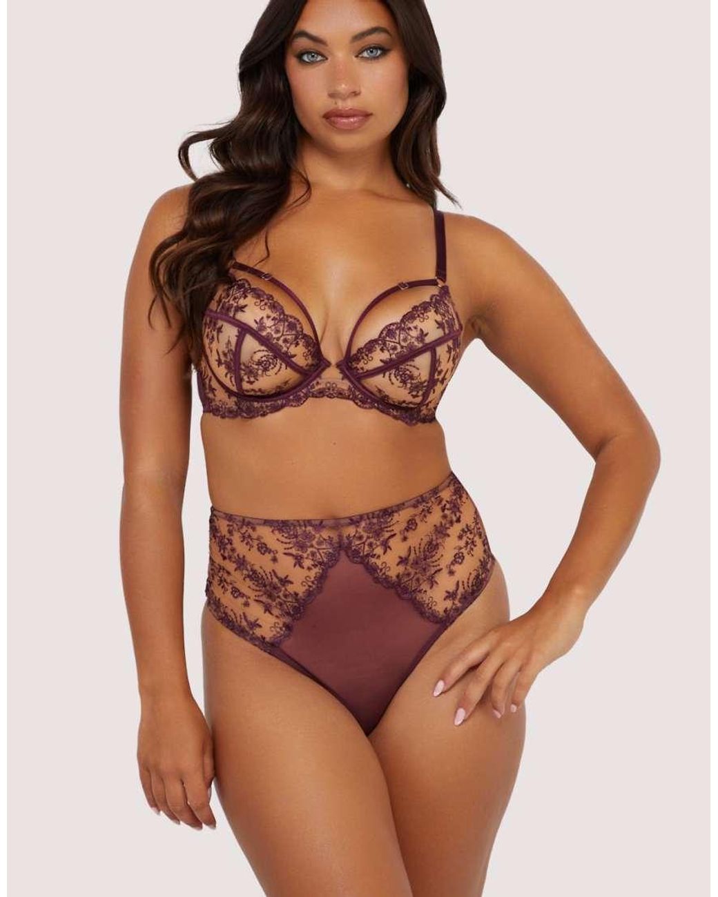 Playful Promises Brown Cassia Embroidery High Waisted Thong