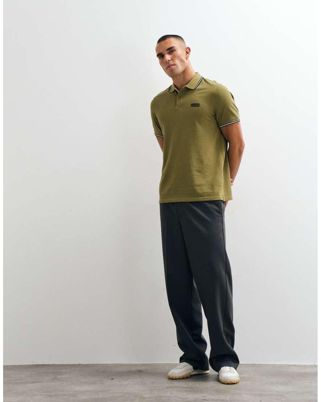 Barbour Green Evan Short Sleeve Tipped Polo Shirt for men