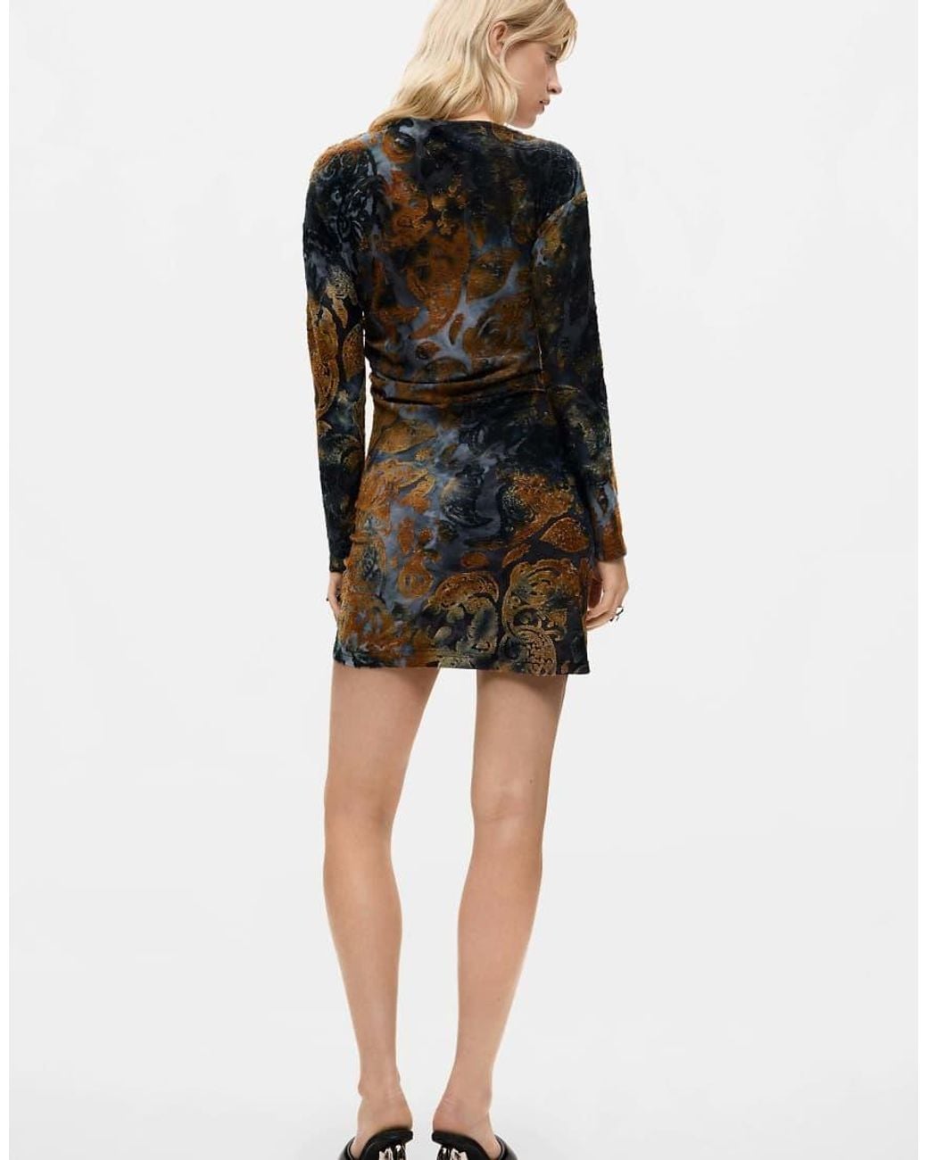Desigual Black Flocked Short Dress