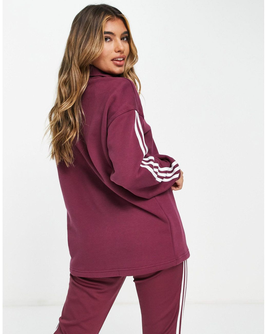 Adidas originals adicolor three stripe quarter zip fleece sweatshirt in black hotsell