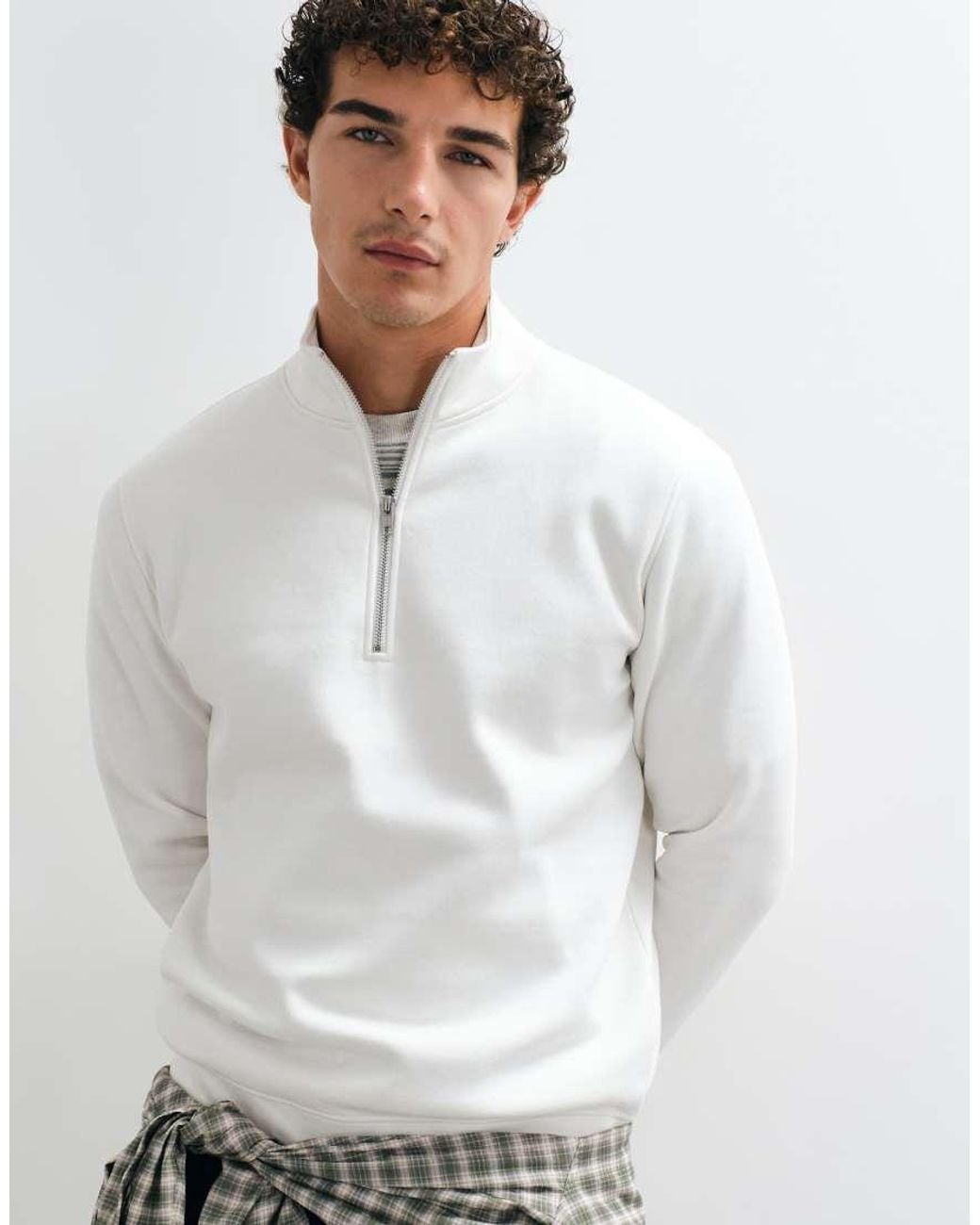 ASOS White Essentials Quarter Zip Sweatshirt for men