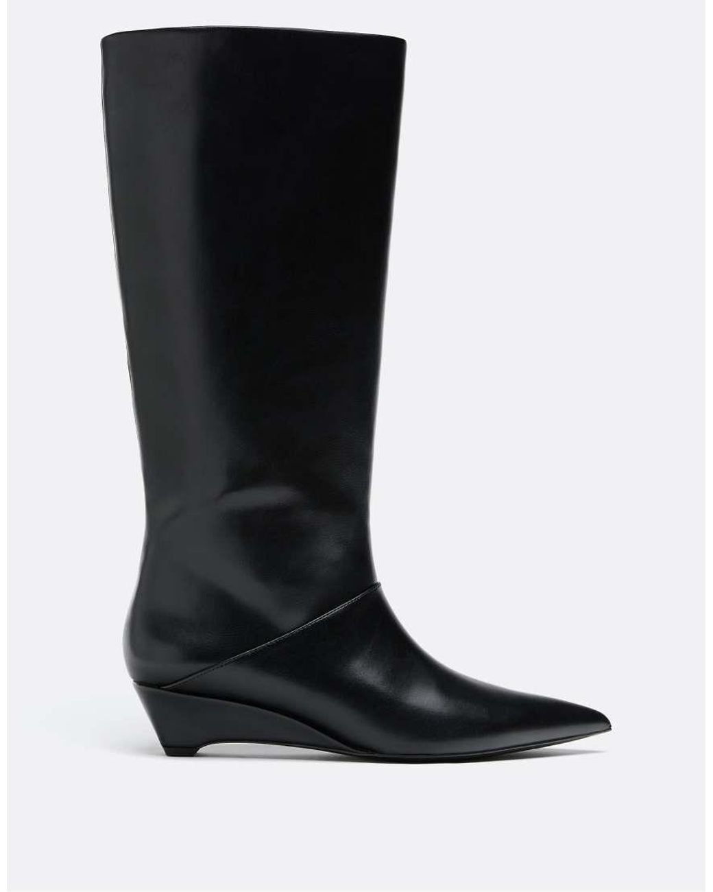 Stradivarius Black High-leg Wedge Boots