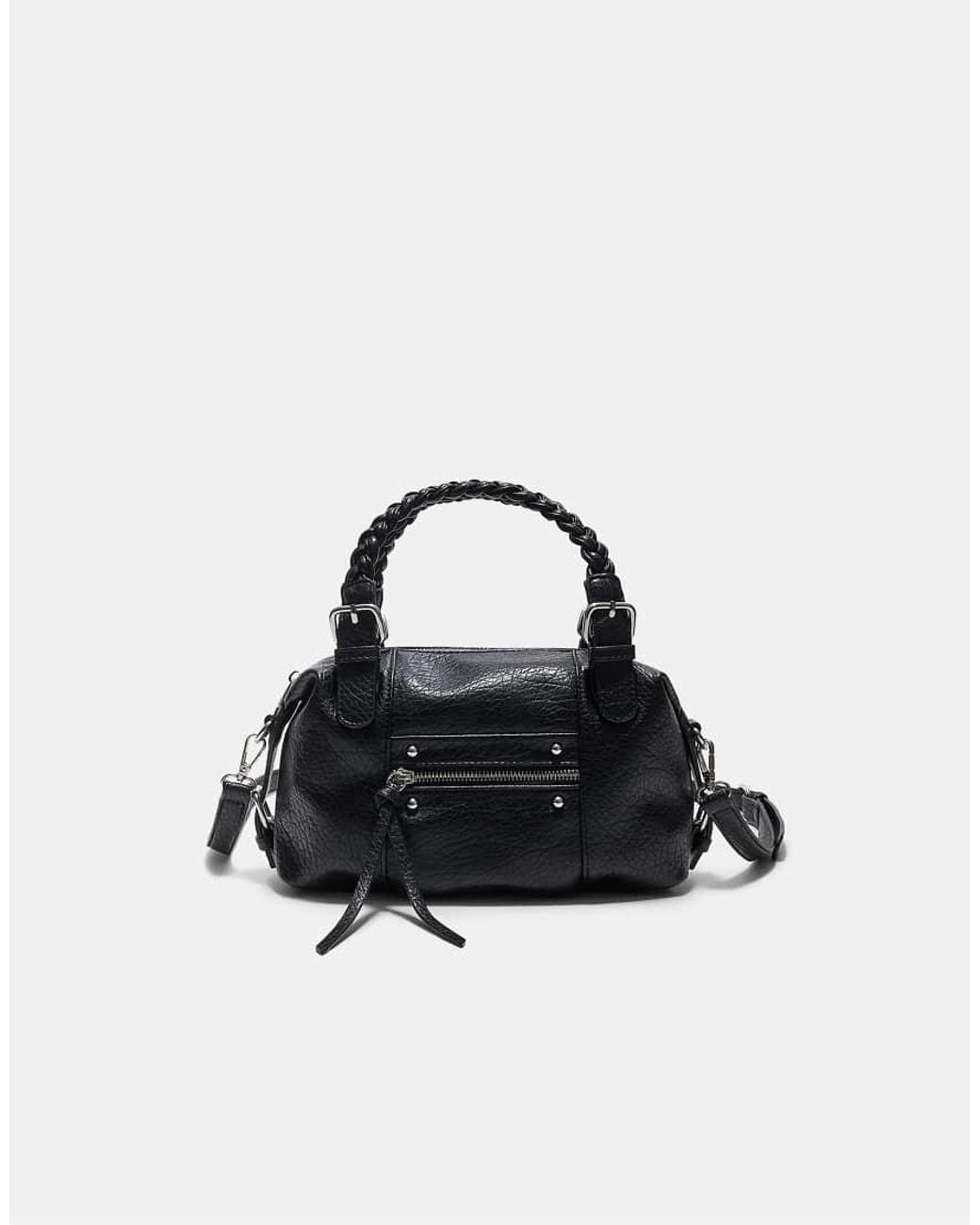 Stradivarius Black Braided Handle Bowling Bag