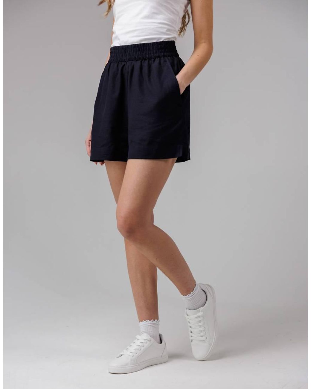 French Connection Black Elasticated Waist Shorts