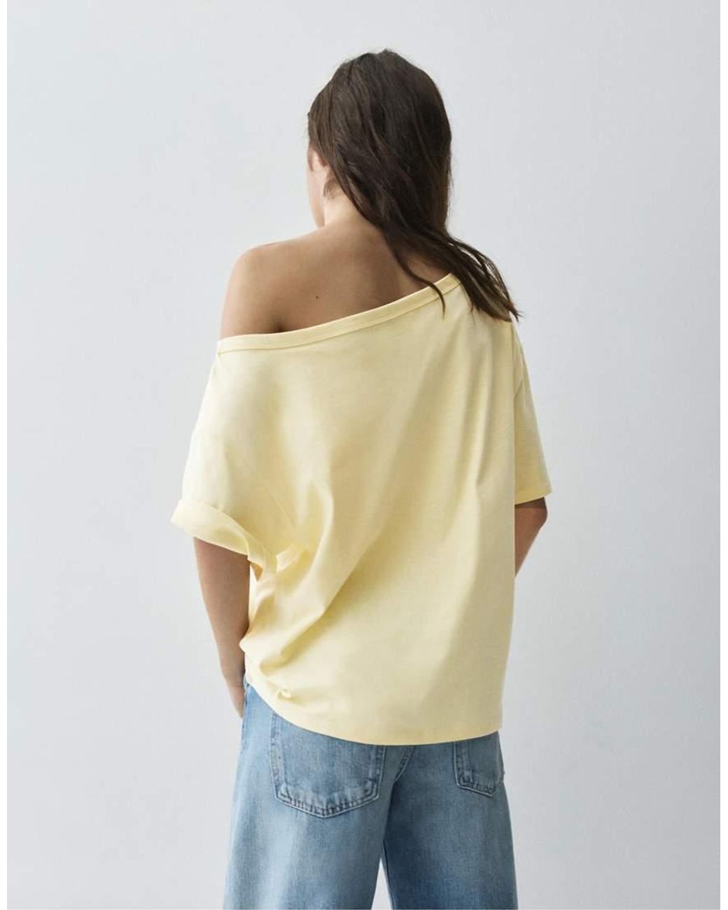 Pull&Bear Blue Asymmetric Short Sleeve T-shirt