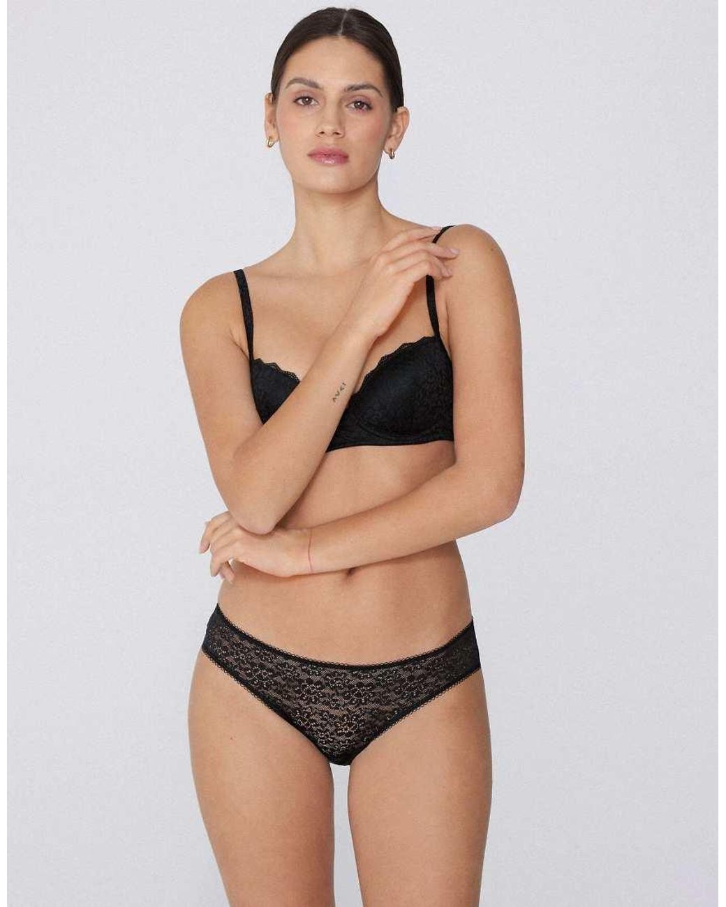 Tezenis Black Classic Lace Briefs