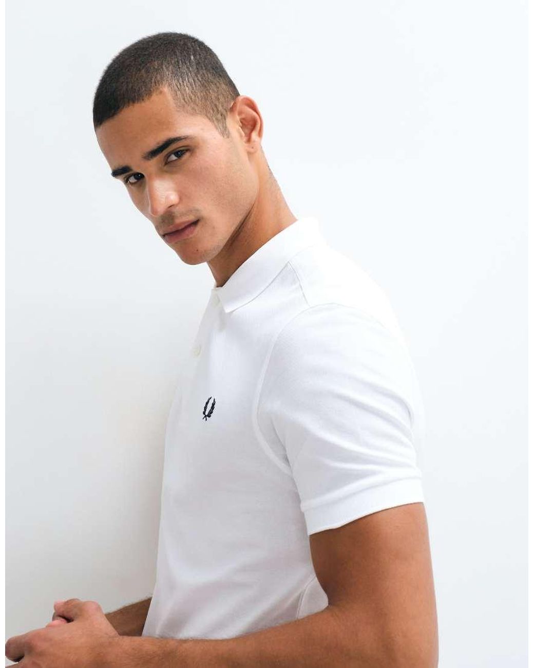 Fred Perry White Plain Polo Shirt for men