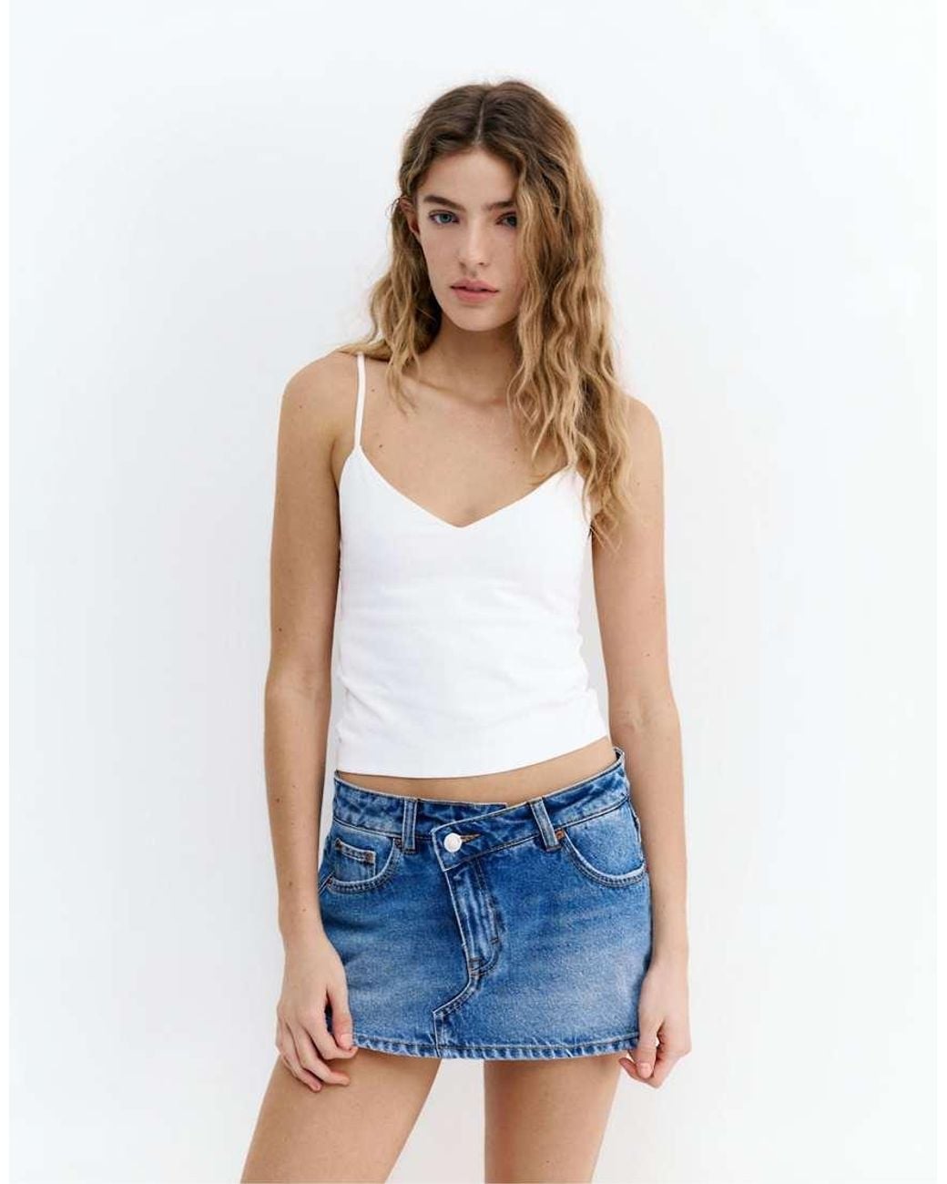 Pull&Bear White Fine-strap Top