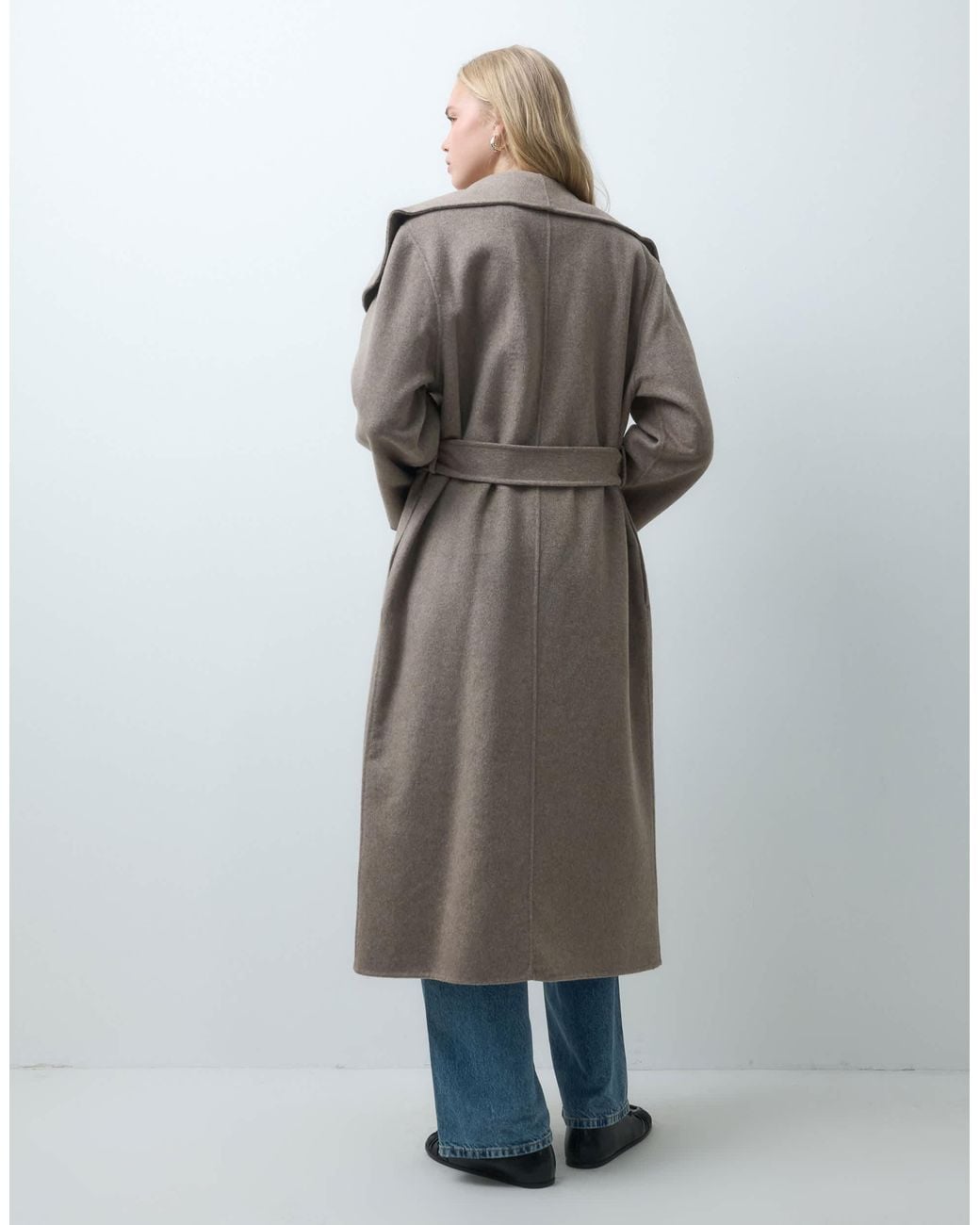 Mango Gray Belted Tailored Coat
