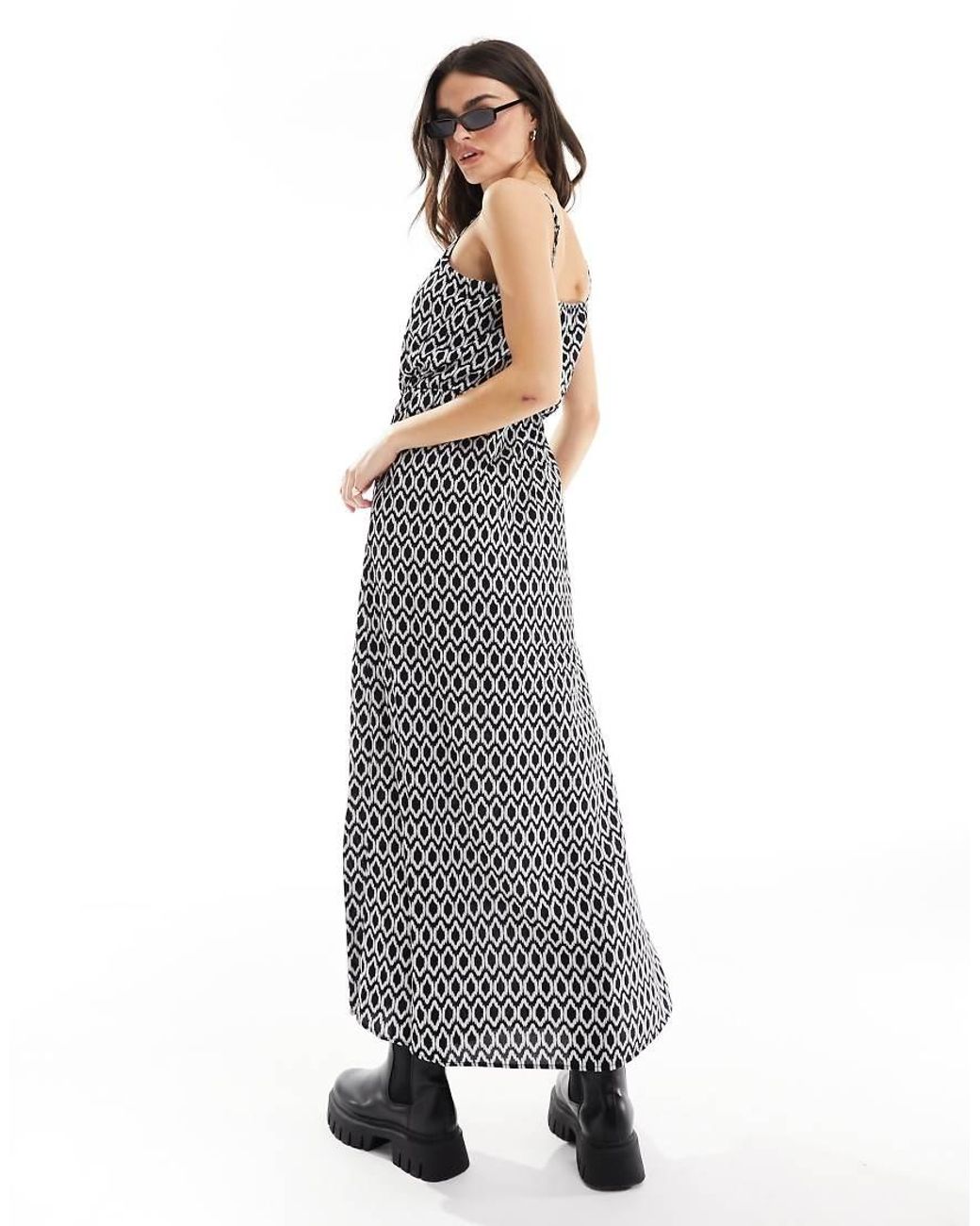 ONLY White Strappy Maxi Dress With Graphic Print