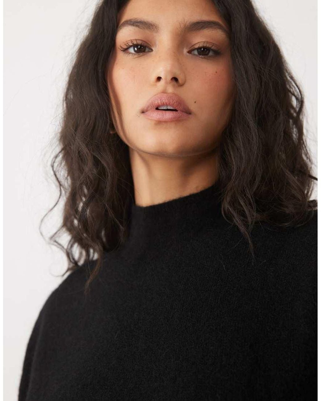 ASOS Black Premium Mohair Blend High Neck Sweater