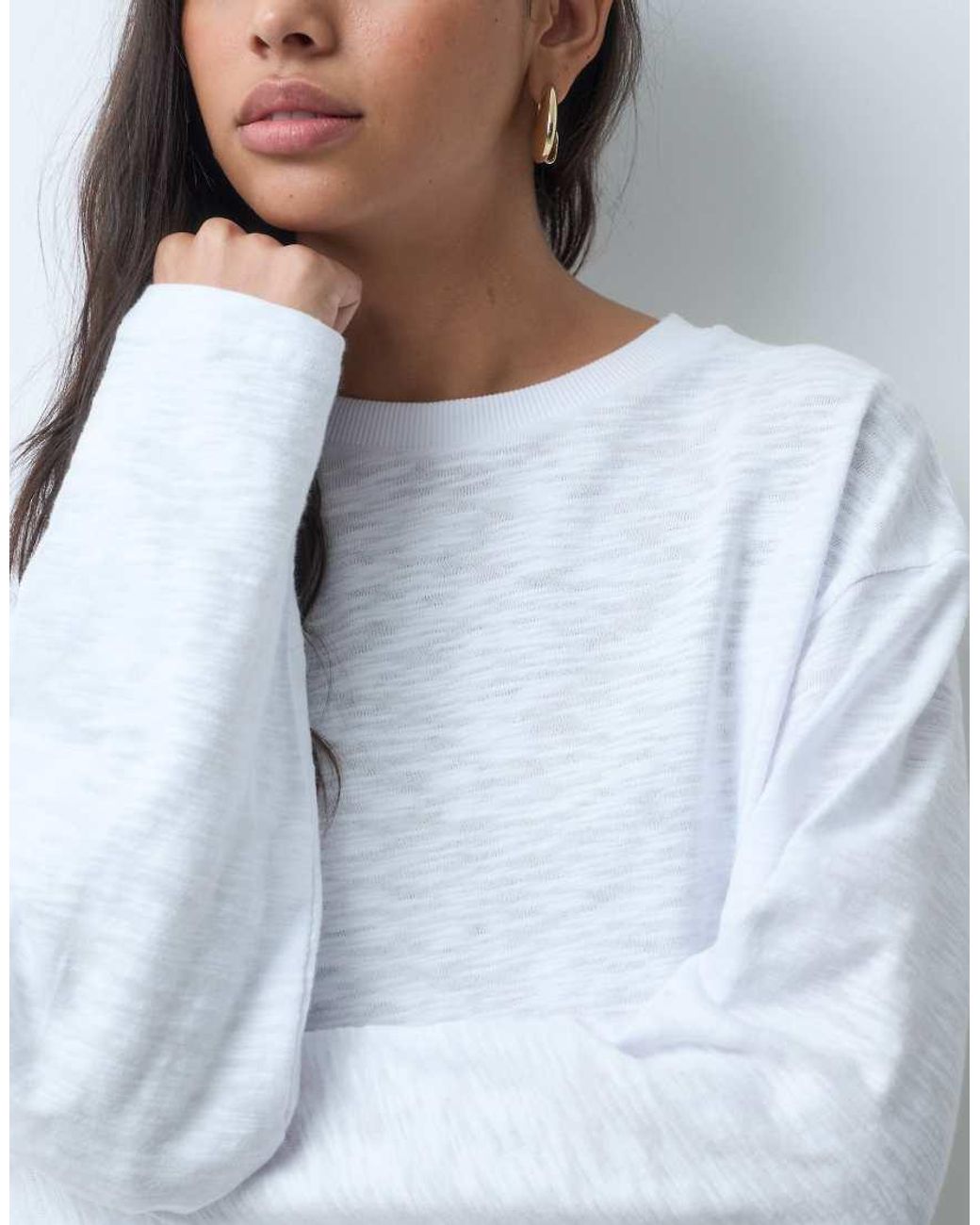 ASOS White Long Sleeve Crew Neck Top
