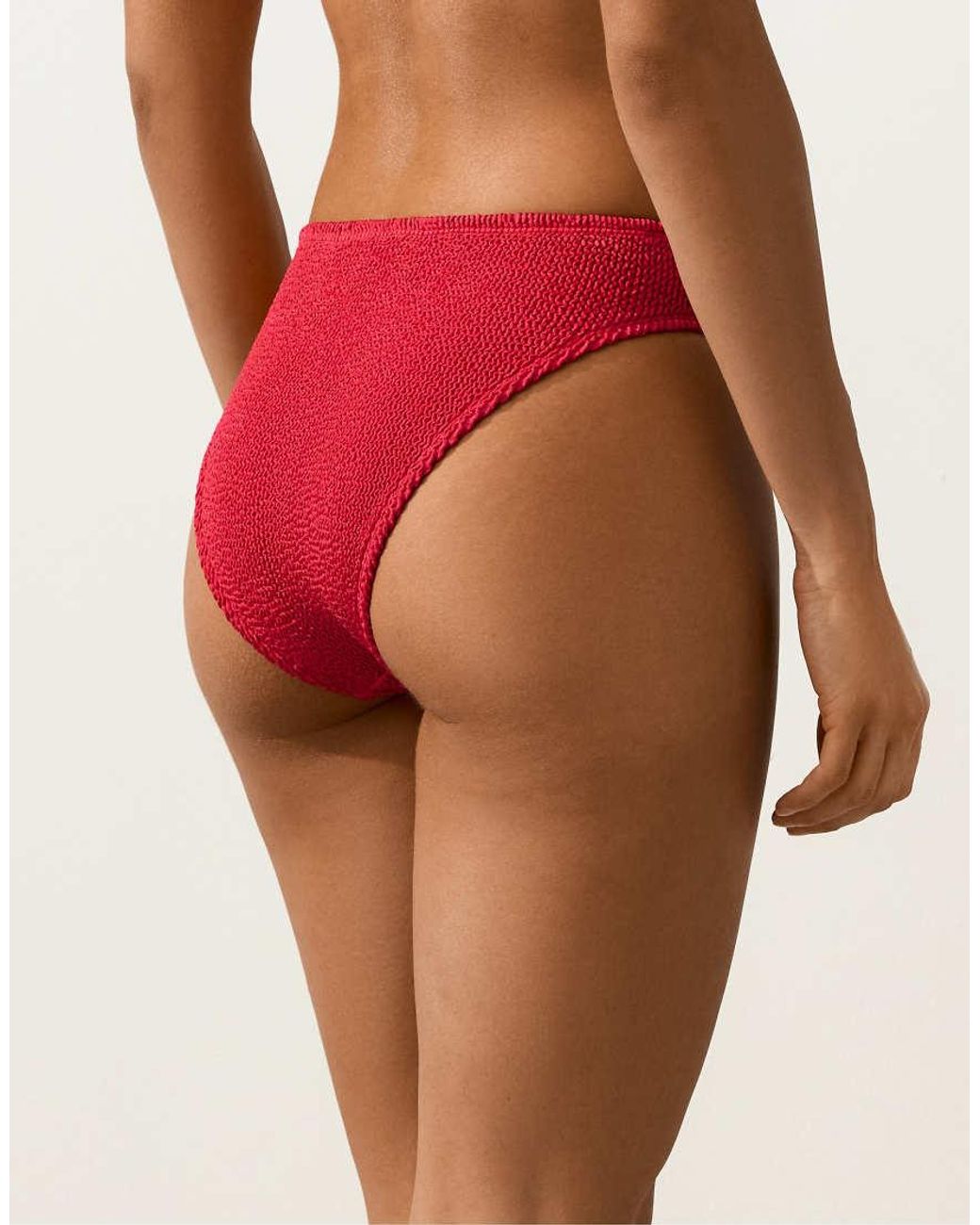 Oysho Red Medium-coverage U-cut Crinkle Bikini Briefs