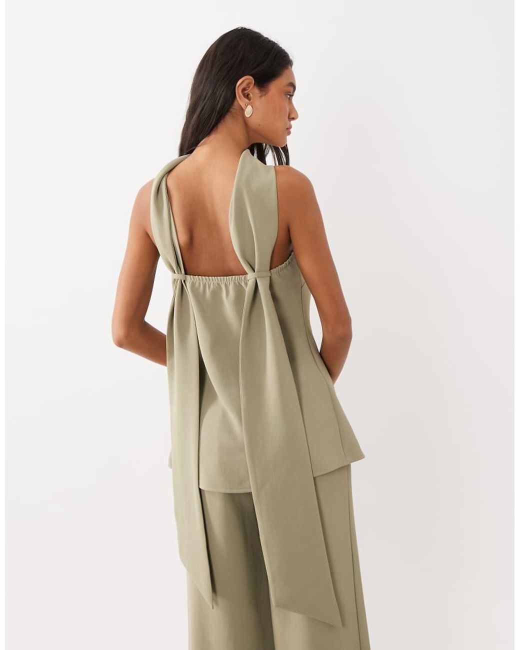 ASOS Natural Tailored Bandeau Top With Scarf Detail Co-ord