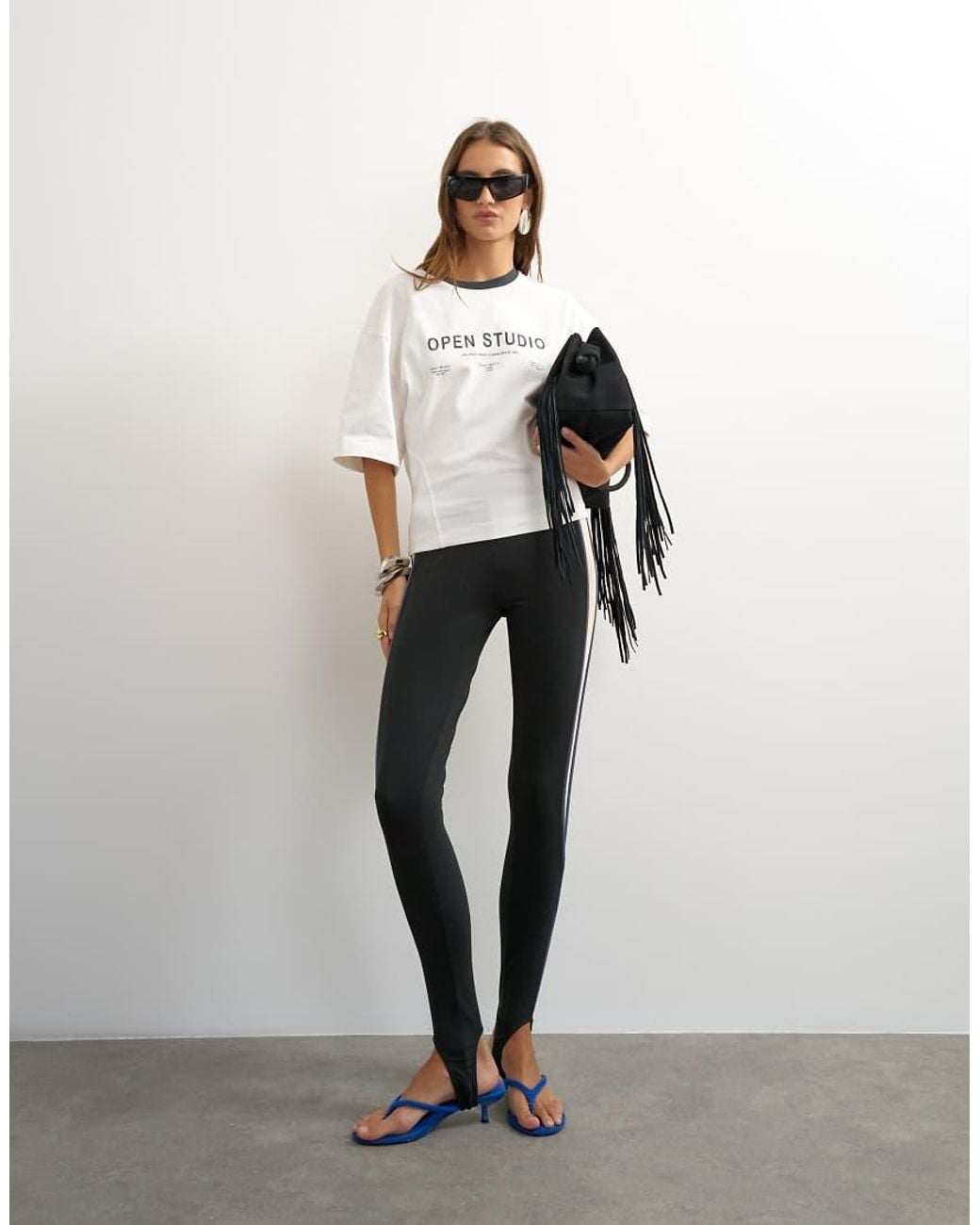 TOPSHOP White Graphic Cinched Waist Piping Detail