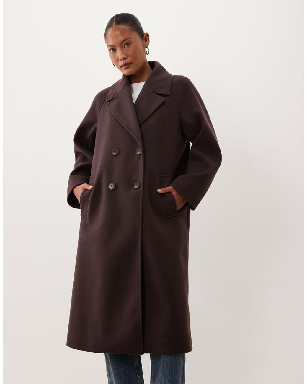 ASOS Black Asos Design Petite Longline Double Breasted Coat
