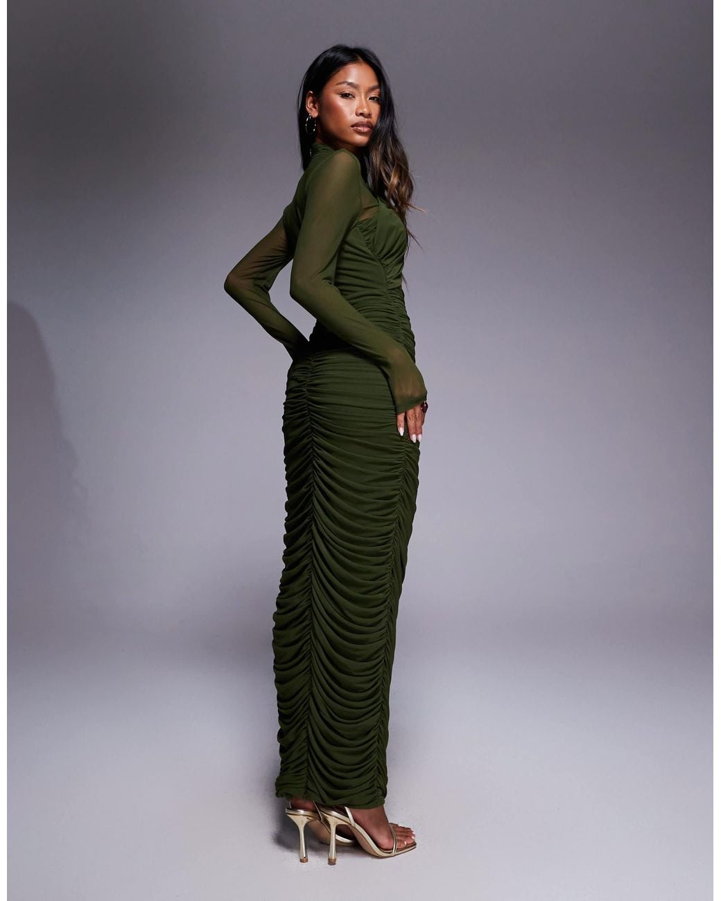 Bardot Aliyah Wrap Mesh Midi Dress in Green | Lyst
