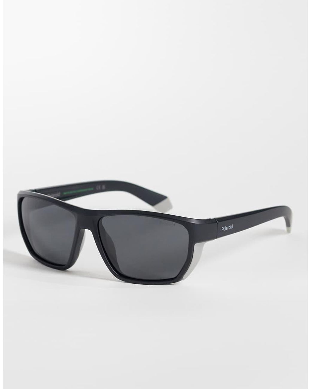 Polaroid Sunglasses Black Polaroid Sporty Rectangular Sunglasses With Polarized Lenses for men