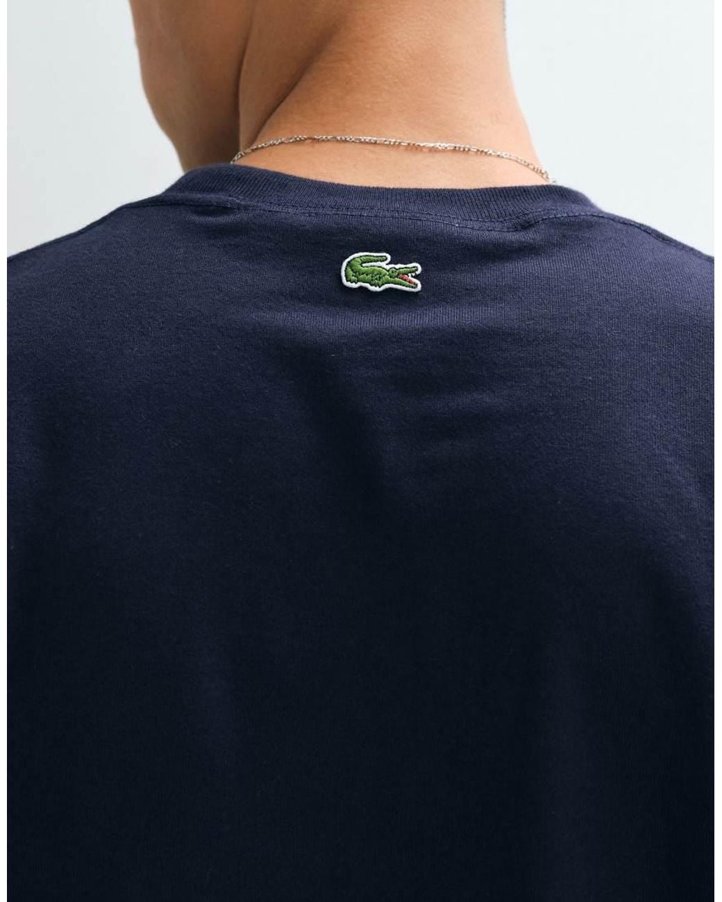 Lacoste Blue Embroidered Script Short Sleeve T-Shirt for men