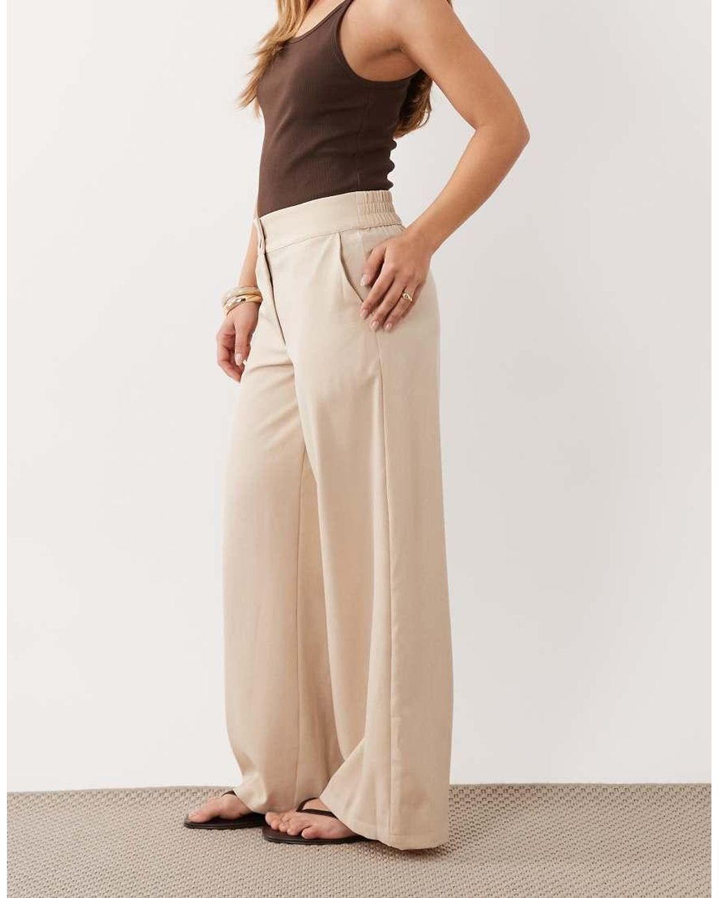 JDY Petite Natural High Waist Wide Leg Trouser