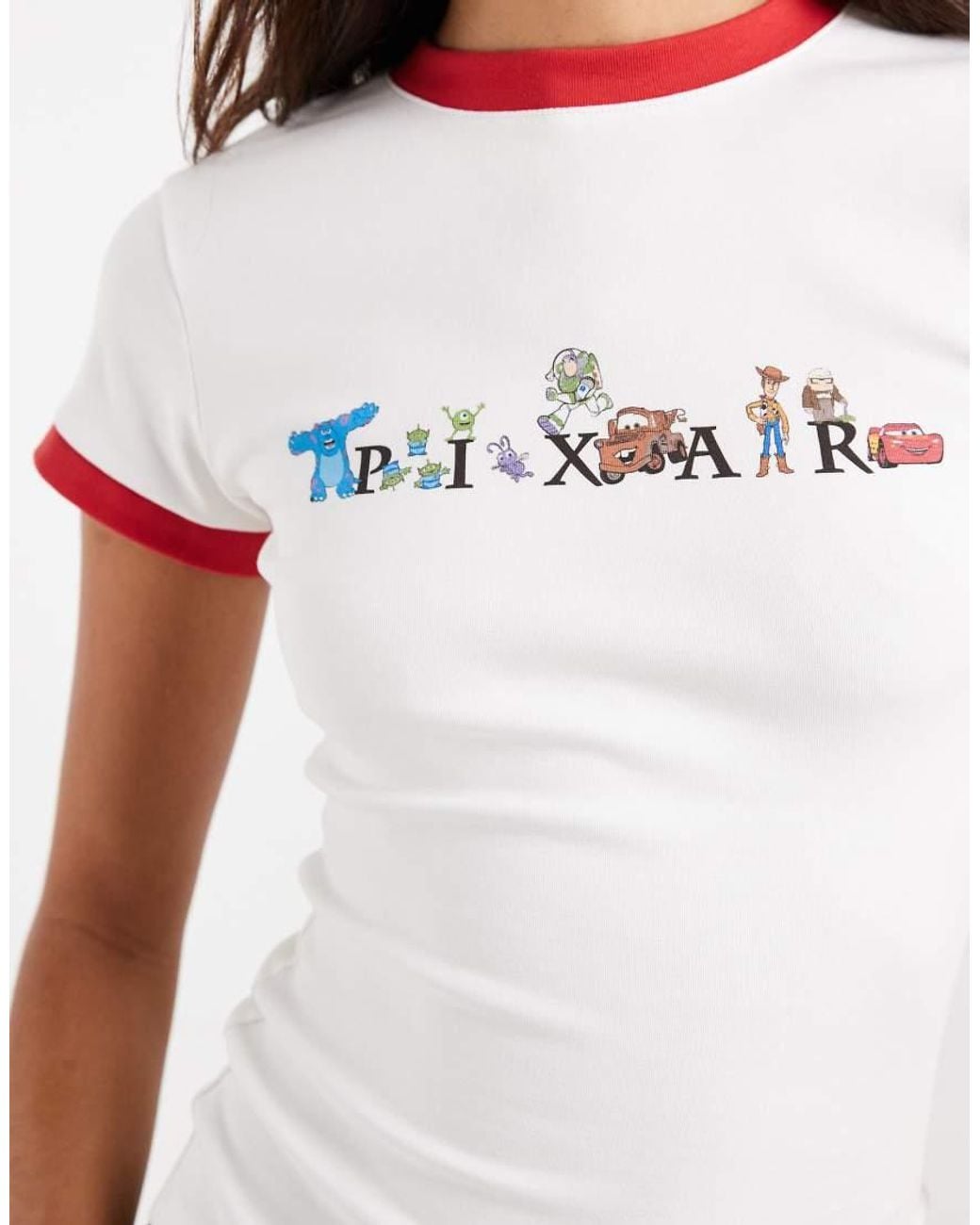 ASOS White Disney Pixar Ringer Baby Tee With Toy Story Print