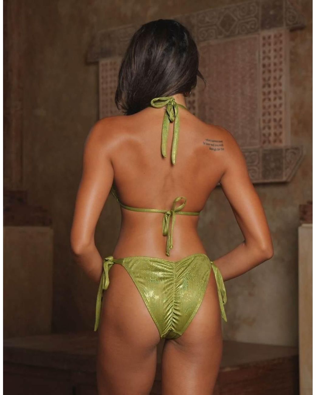 Moda Minx Green Navia Tie Side Brazilian Bikini Bottom