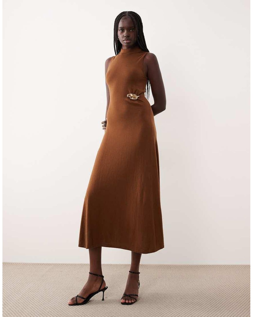 Mango Natural Sleeveless Maxi Dress With Hardware Detail