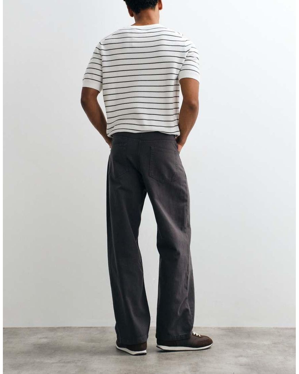 ASOS Gray baggy Trousers With Exposed Buttons for men