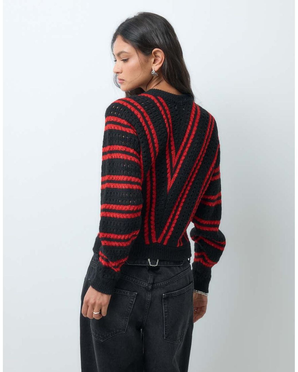 ASOS Multicolor Long Sleeve Sweater With Diagonal Stripe
