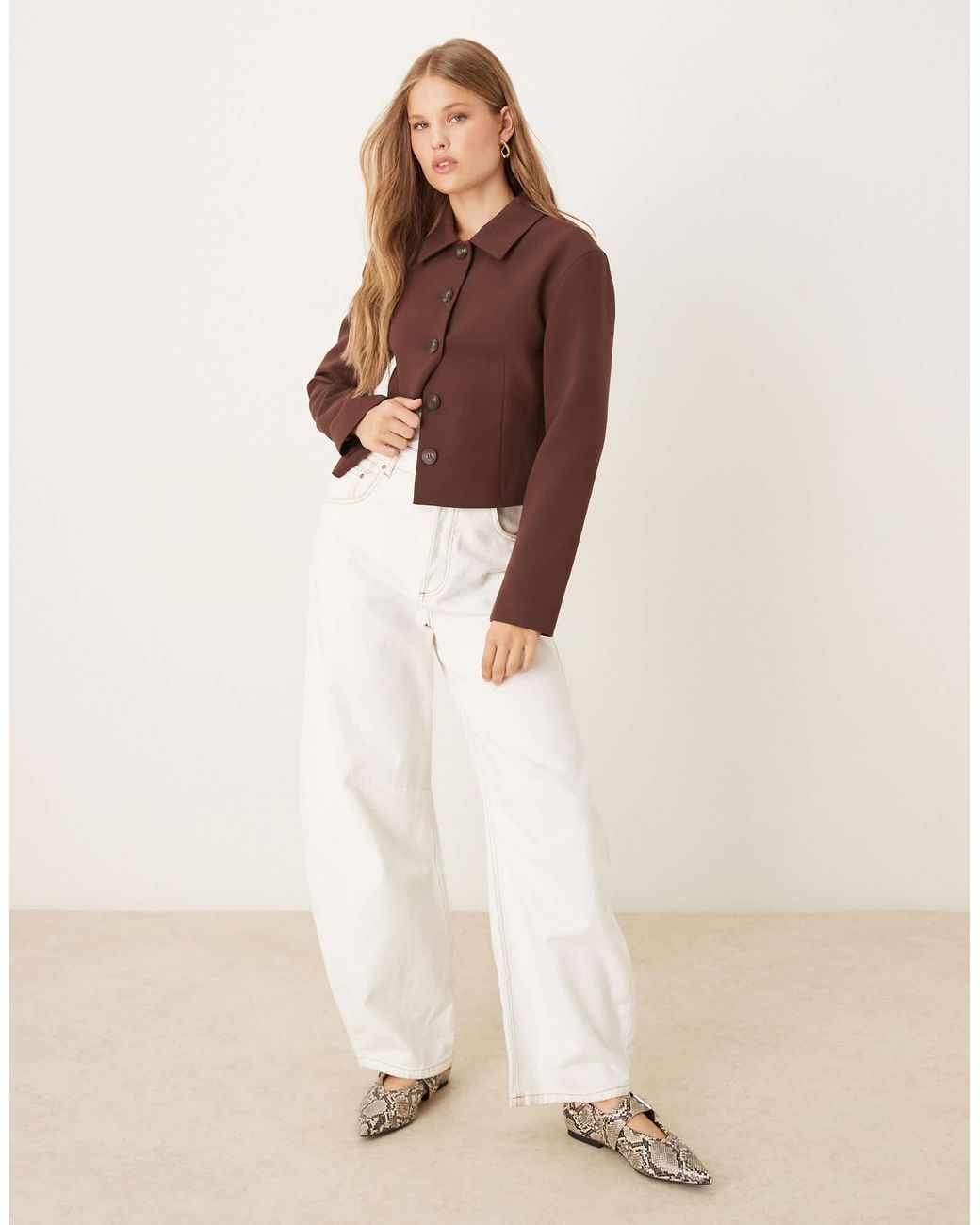 ASOS Collared Fitted Tailored Jacket in Brown | Lyst