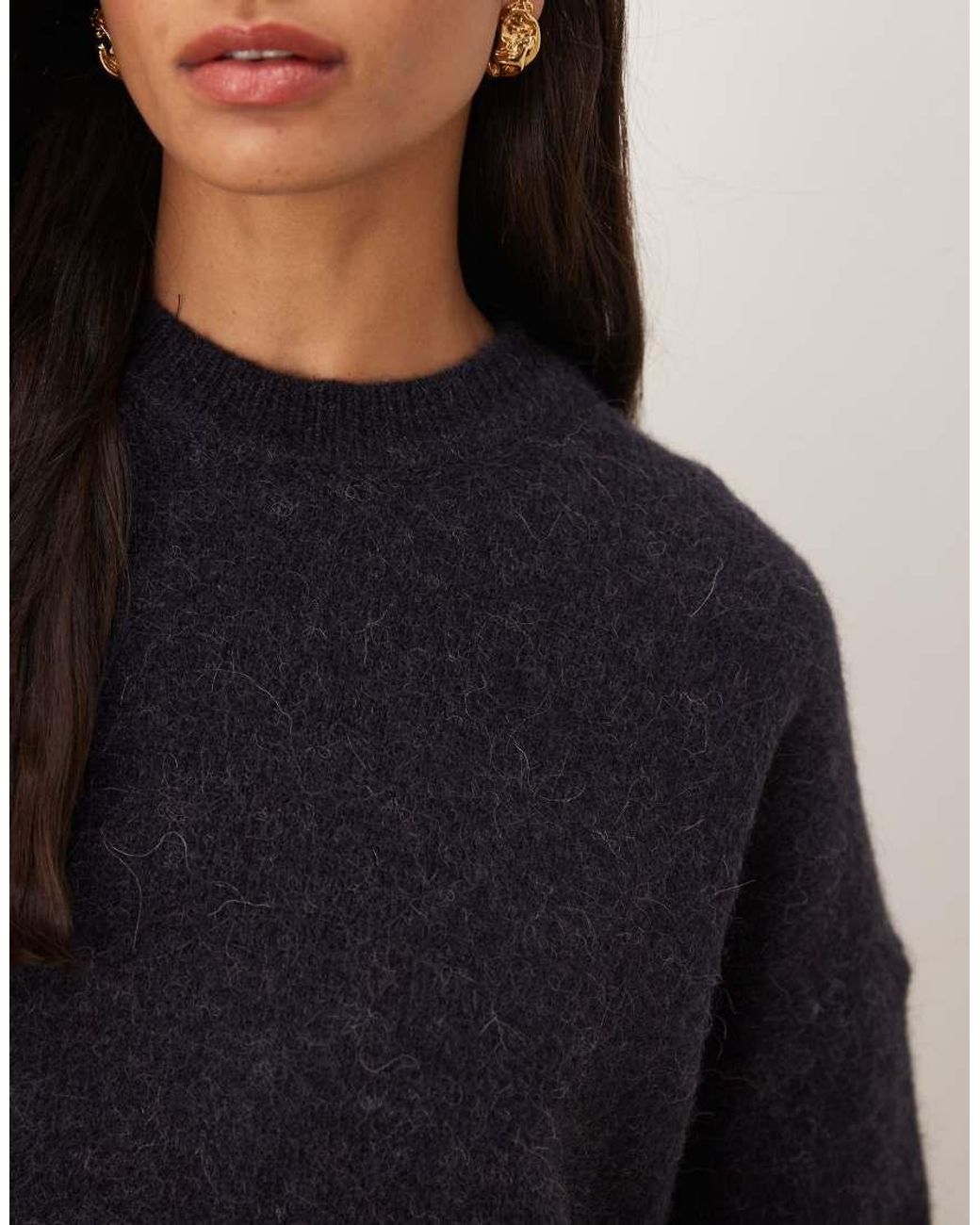 ASOS Blue Premium Wool And Alpaca Oversized Crew Neck Jumper
