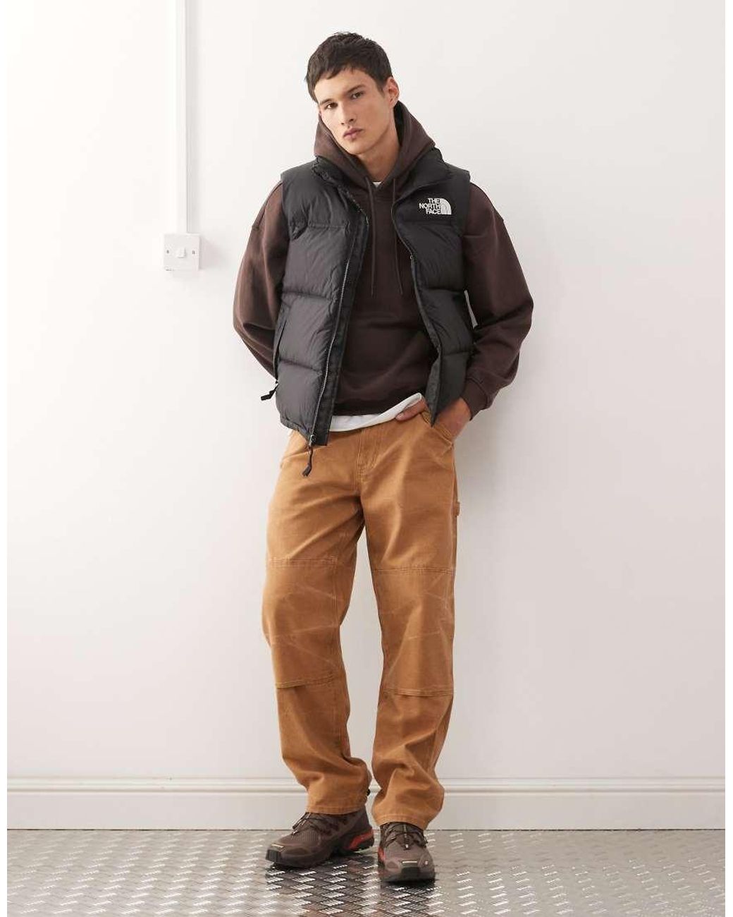 The North Face Gray Retro Nuptse Down Puffer Gilet for men