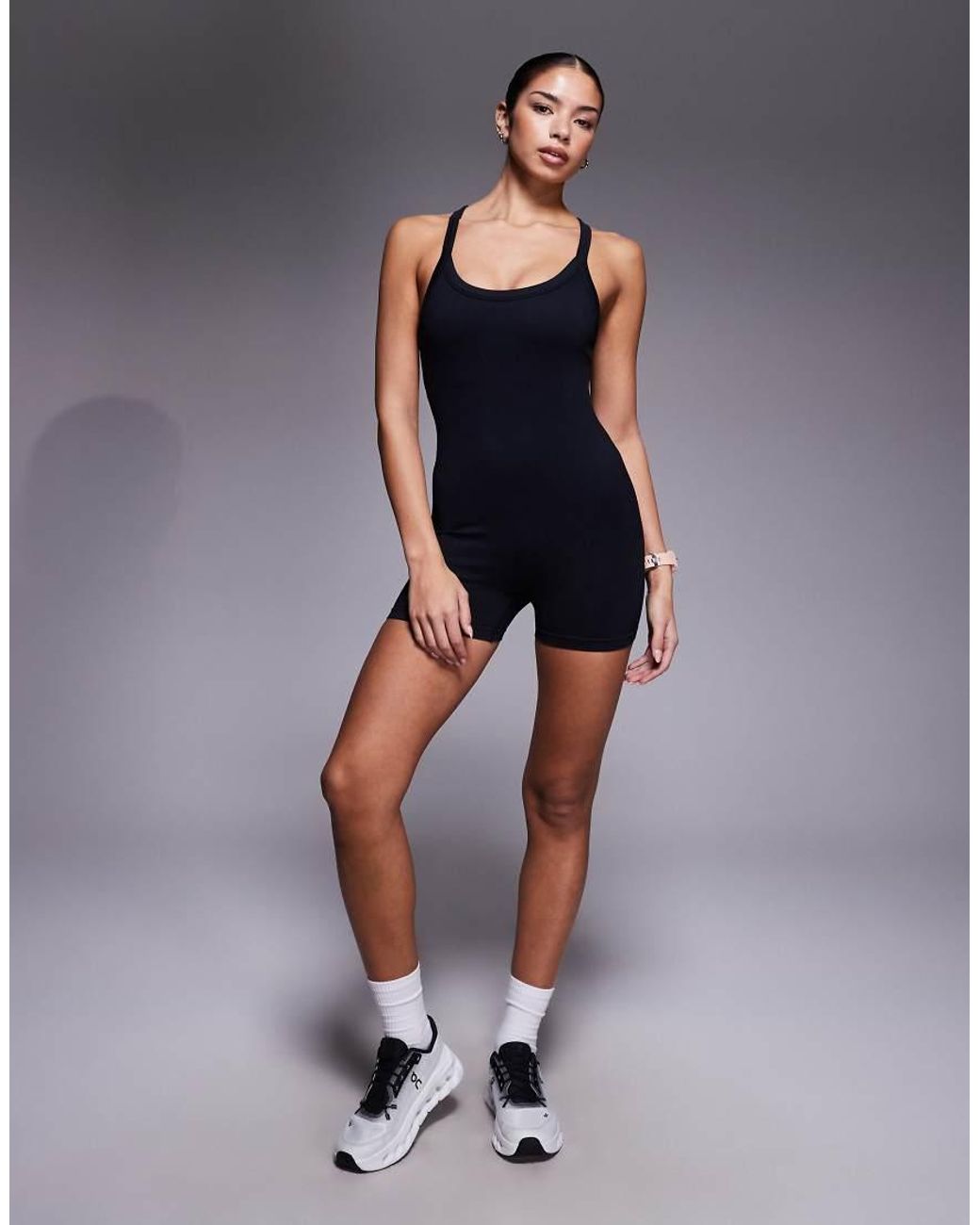 4505 Blue Seamless Baby Rib Racer Back Romper With Adjustable Straps And Inner Bra