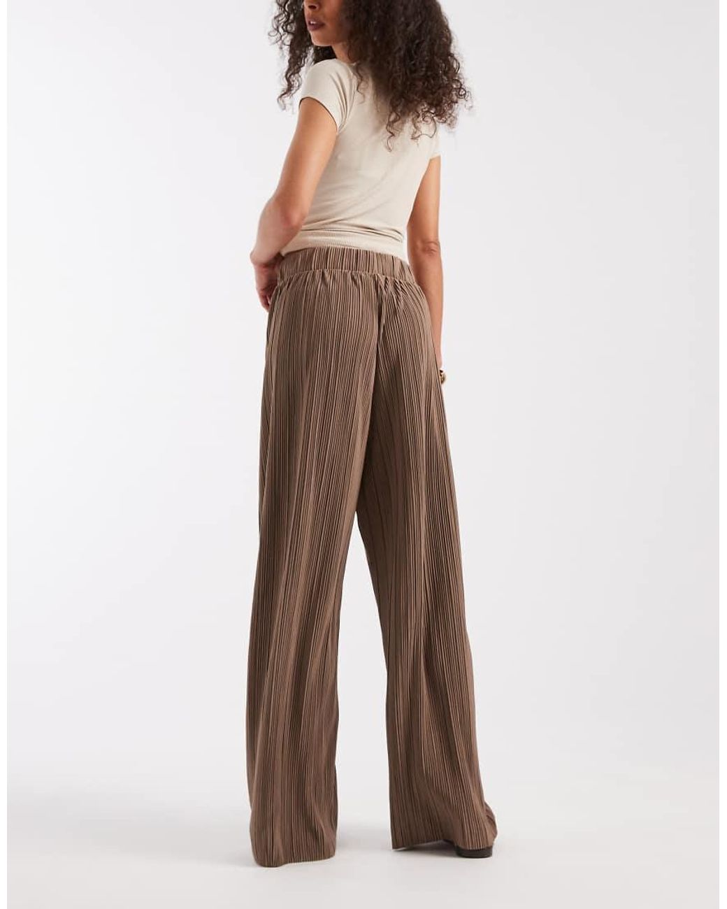 ONLY Brown Plisse Wide Leg Trousers Co-Ord