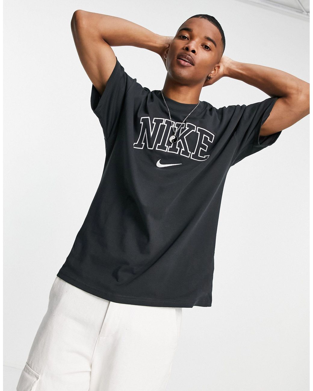 Nike Retro Logo Oversized Heavyweight T-shirt in Black for Men | Lyst UK