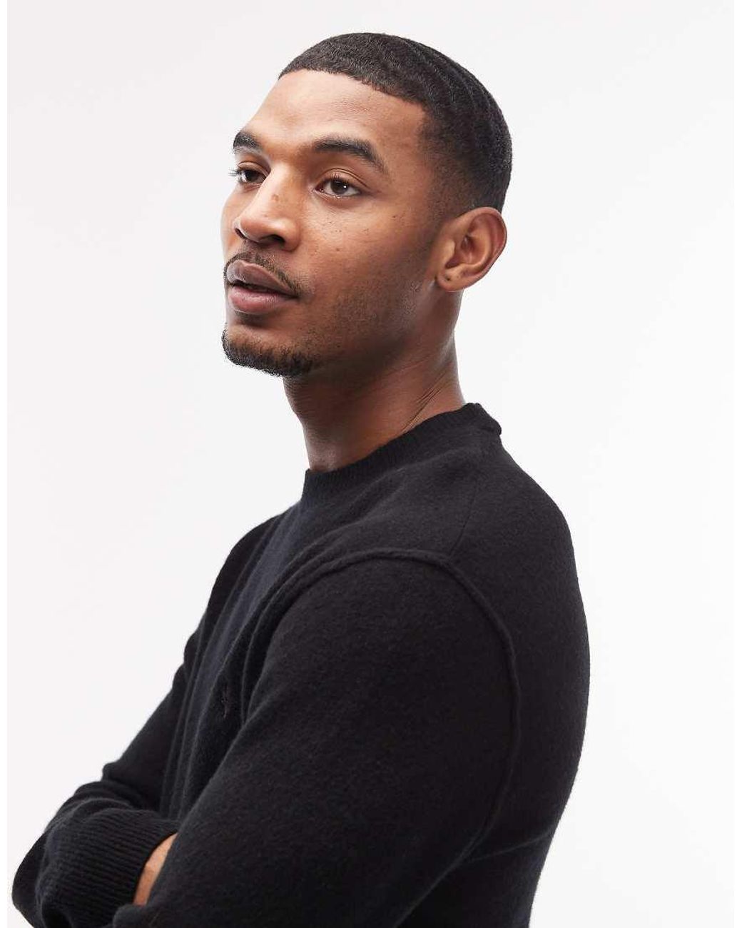 AllSaints Black Statten Crew Neck Logo Sweater for men