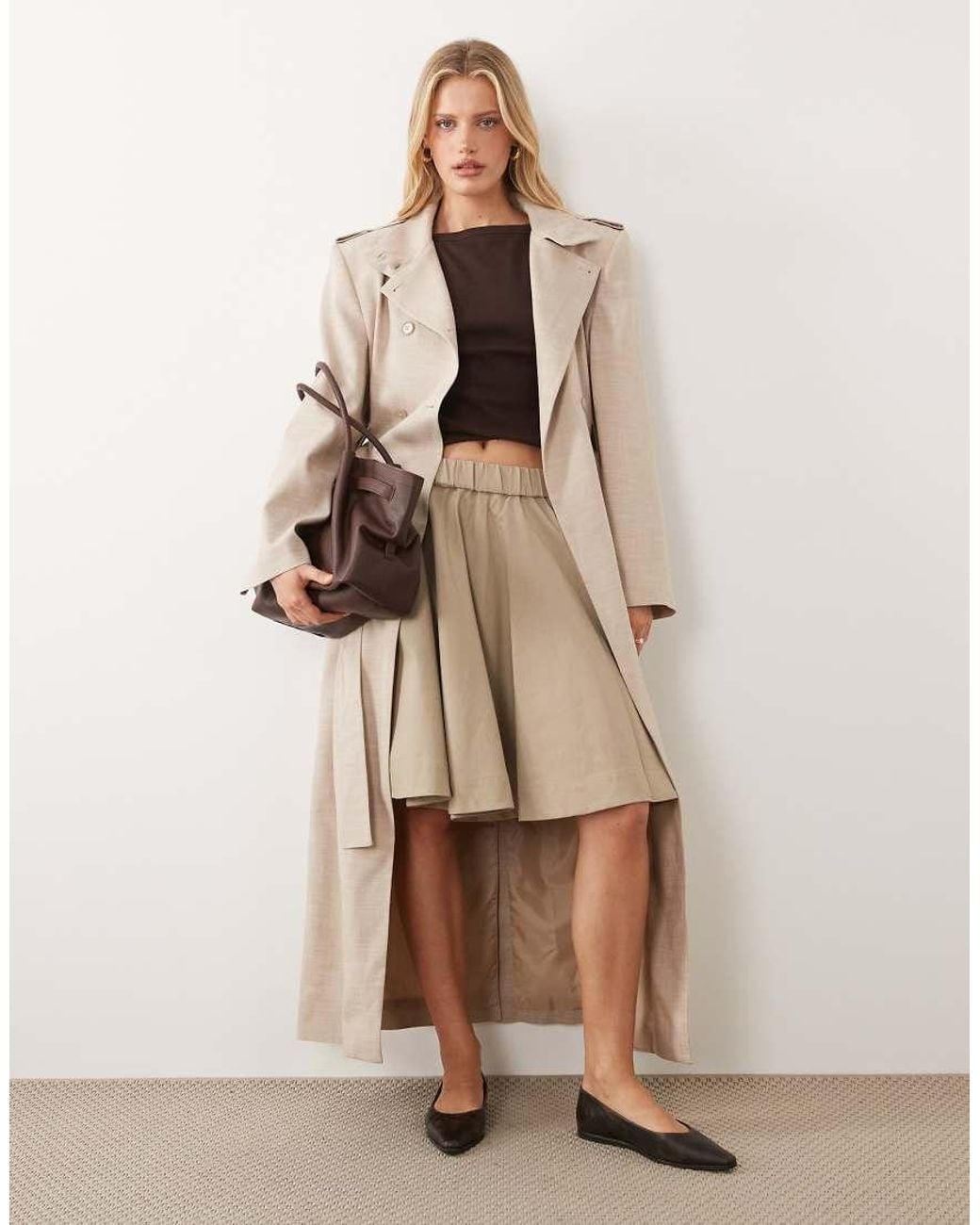 ASOS Natural Shoulder Pad Tailored Trench Coat