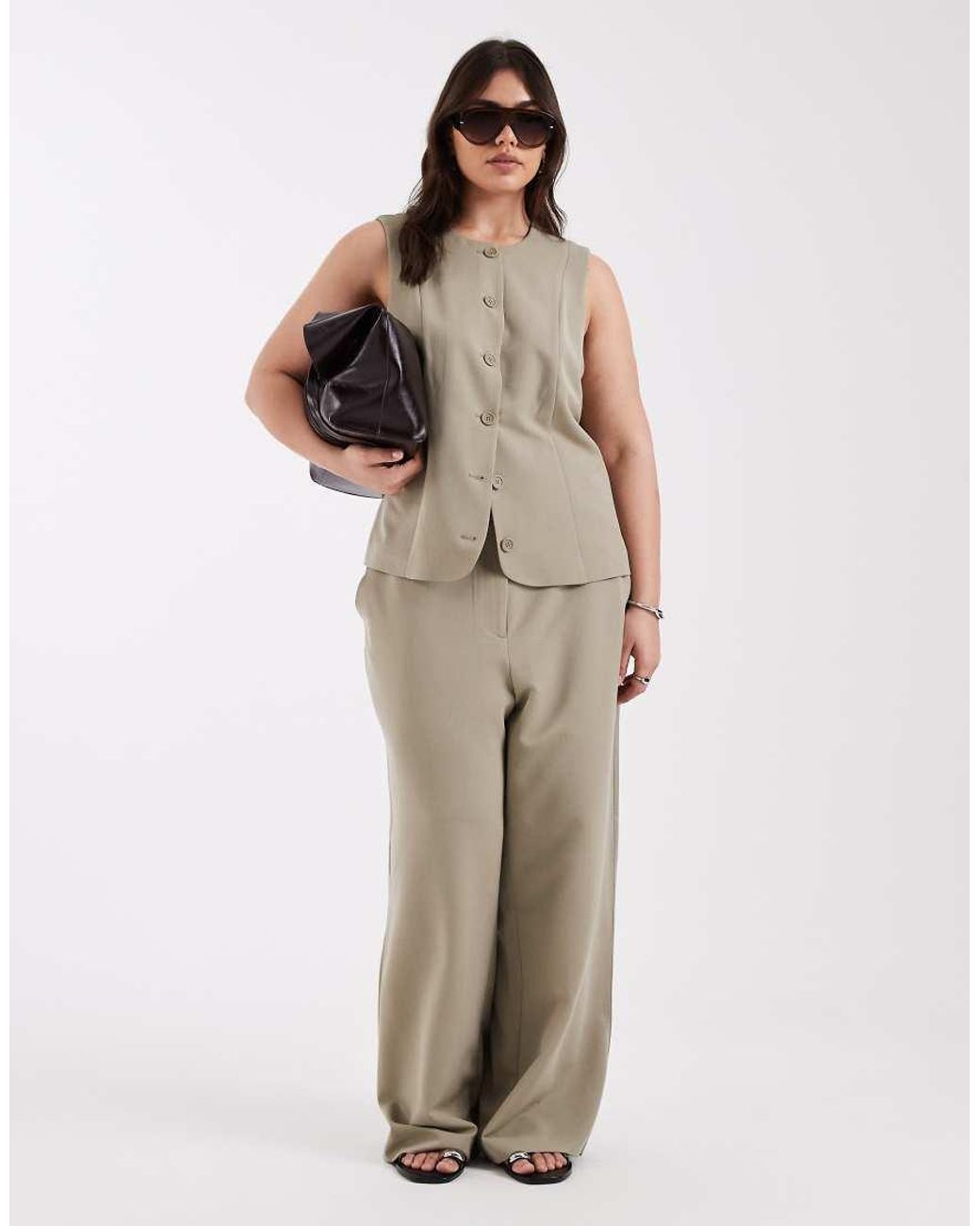 Pieces Plus Natural Pieces Curve Tailored Waistcoat Co-ord